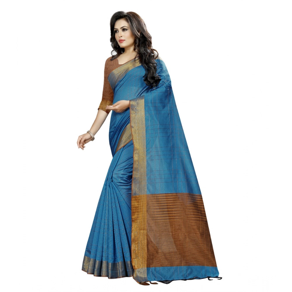 Ranili Cotton Silk Self Design Saree With Unstitched Blouse 5.5mtr