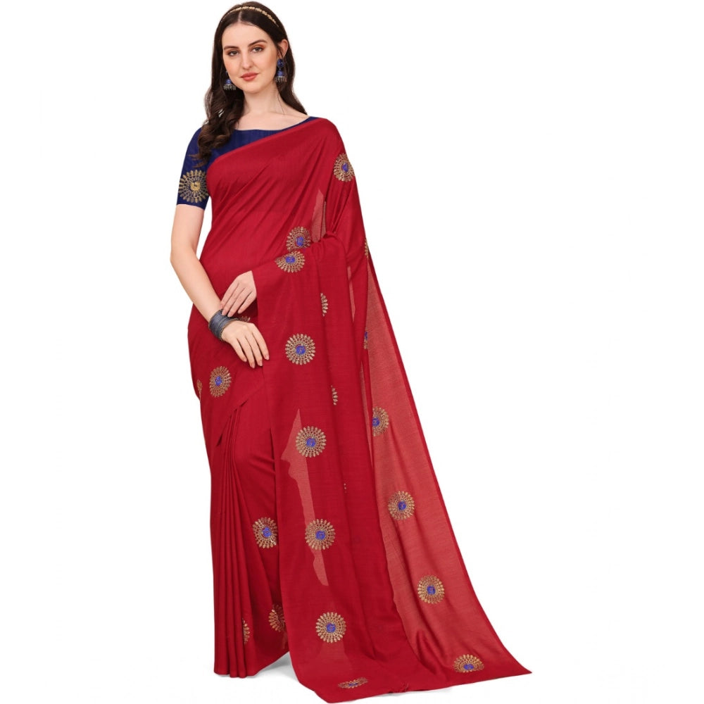 Ranili Silk Blend Embroidered Saree With Unstitched Blouse 5.5mtr