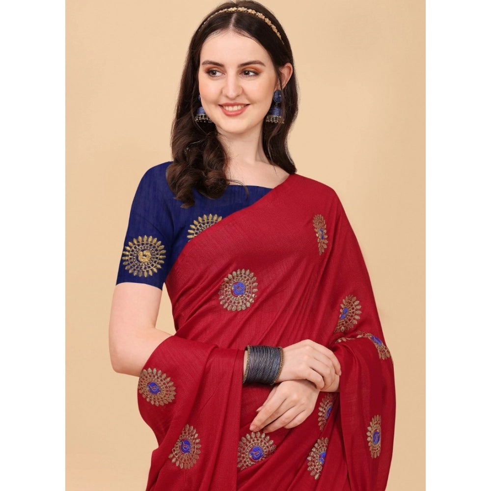 Ranili Silk Blend Embroidered Saree With Unstitched Blouse 5.5mtr