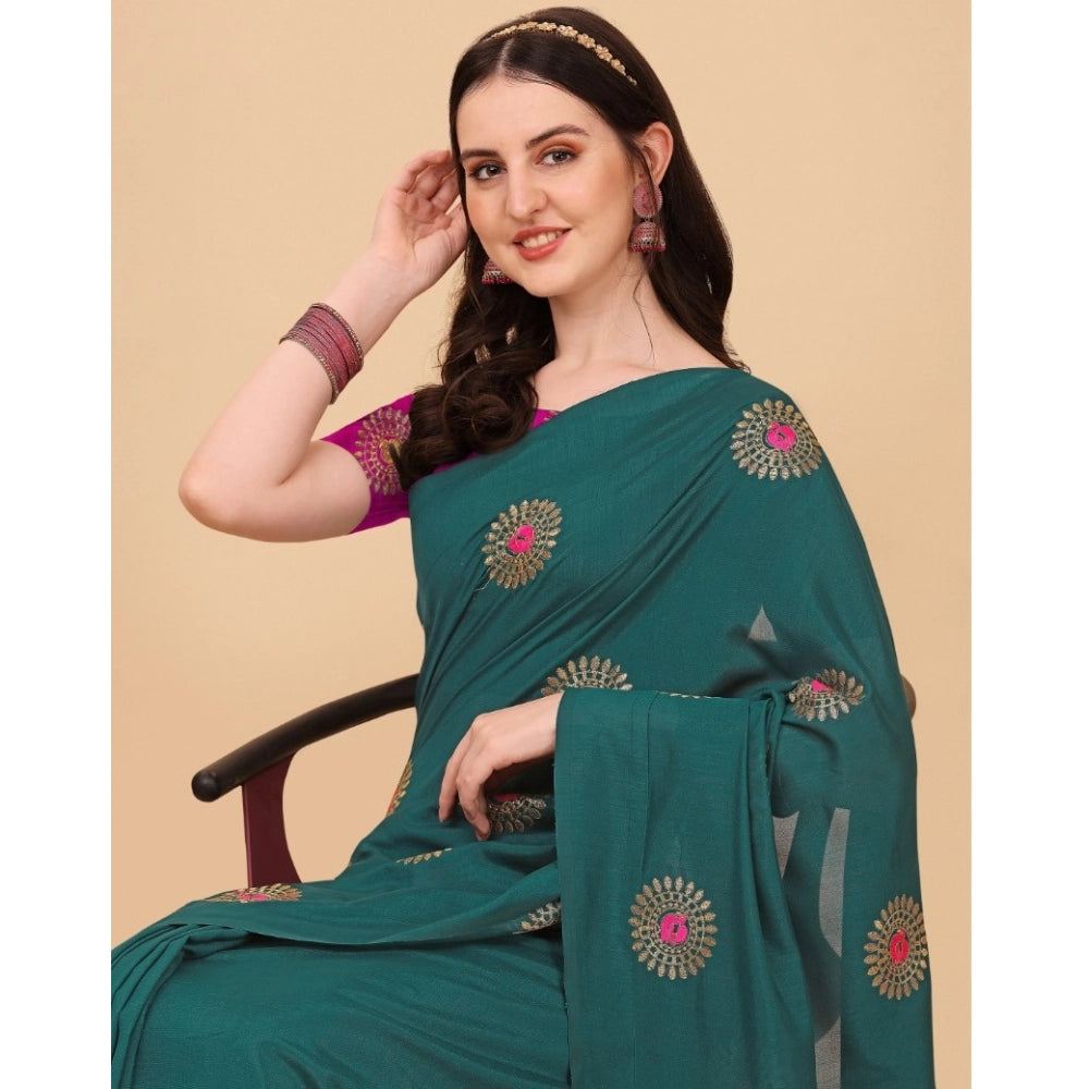 Ranili Silk Blend Embroidered Saree With Unstitched Blouse 5.5mtr