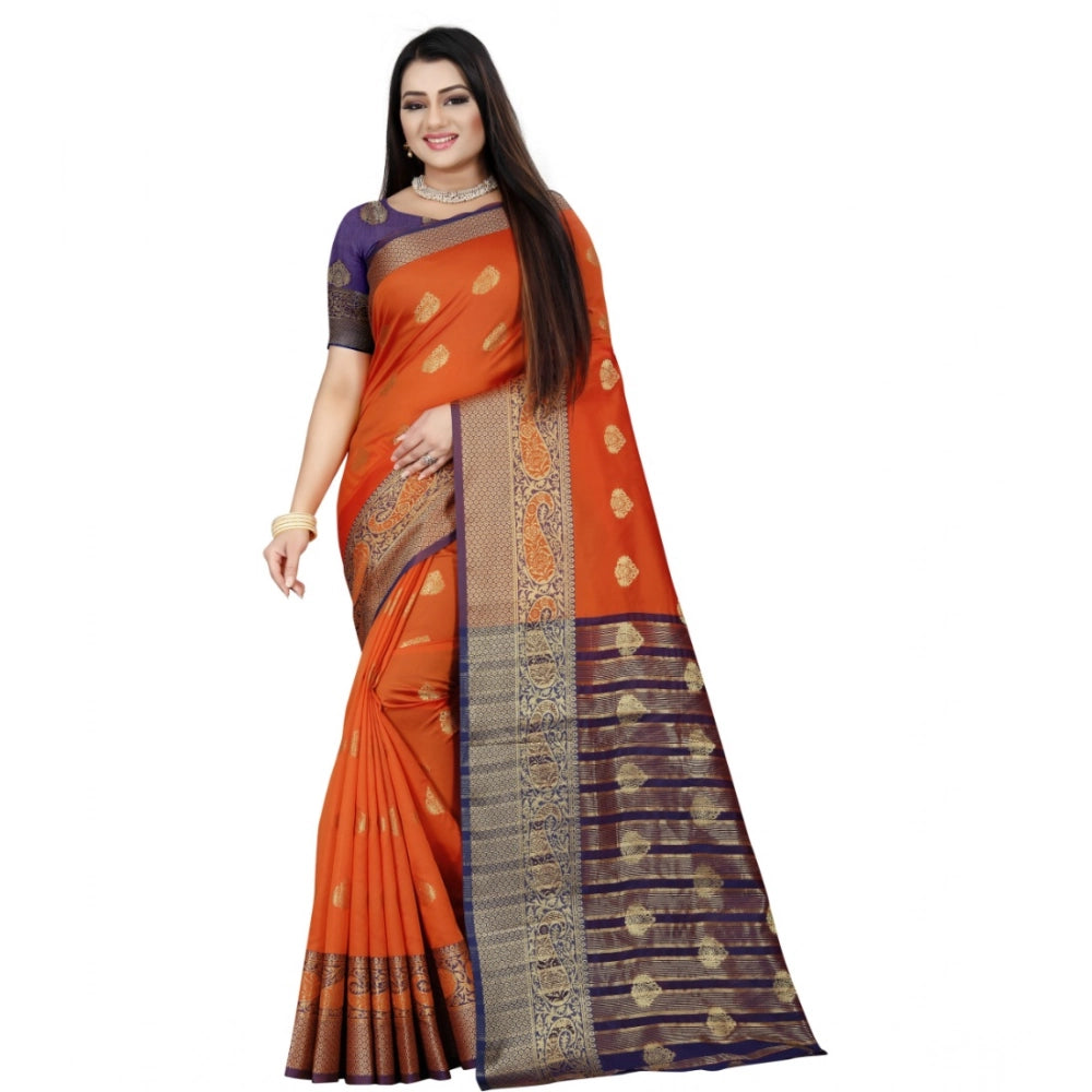 Ranili Silk Blend Woven Saree With Unstitched Blouse 5.5mtr