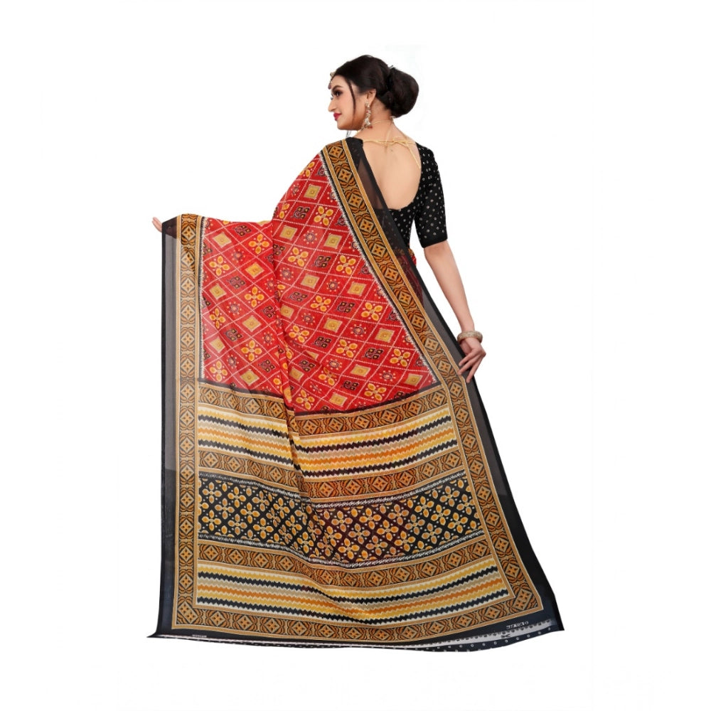 Ranili Georgette Floral Print Saree With Unstitched Blouse 5.5mtr