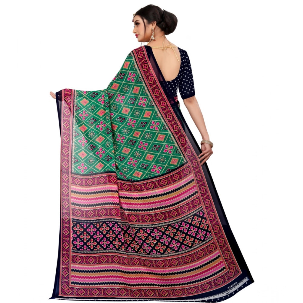 Ranili Georgette Floral Print Saree With Unstitched Blouse 5.5mtr