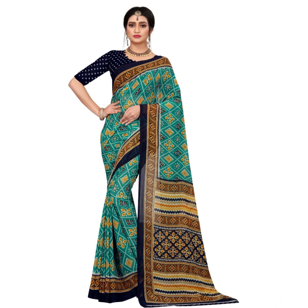 Ranili Georgette Floral Print Saree With Unstitched Blouse 5.5mtr