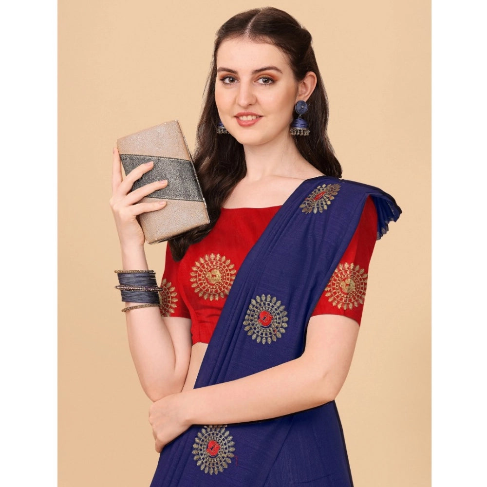 Ranili Silk Blend Embroidered Saree With Unstitched Blouse 5.5mtr