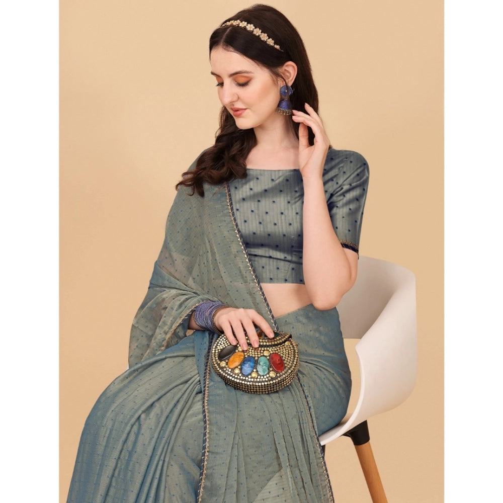 Ranili Silk Blend Embellished Saree With Unstitched Blouse 5.5mtr