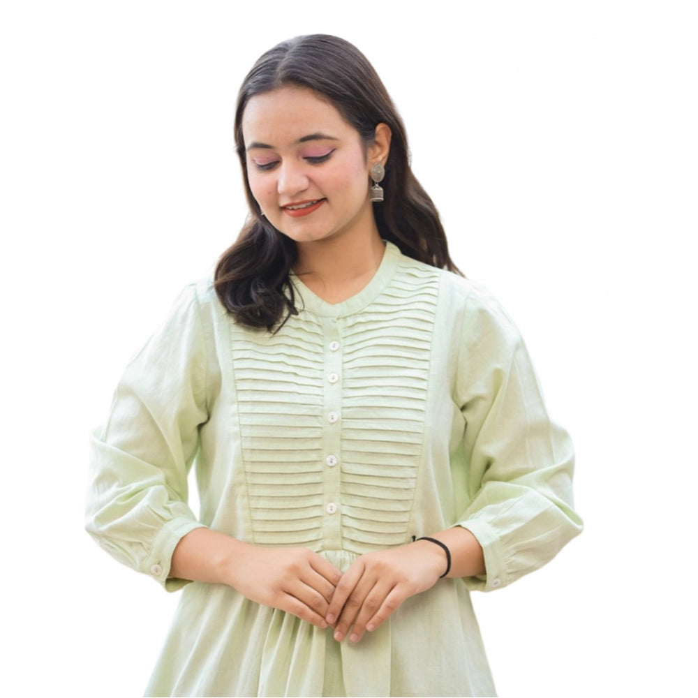 Ranili Cotton Solid Full Sleeve Band Collar Tunic
