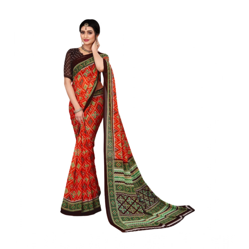 Ranili Georgette Floral Print Saree With Unstitched Blouse 5.5mtr