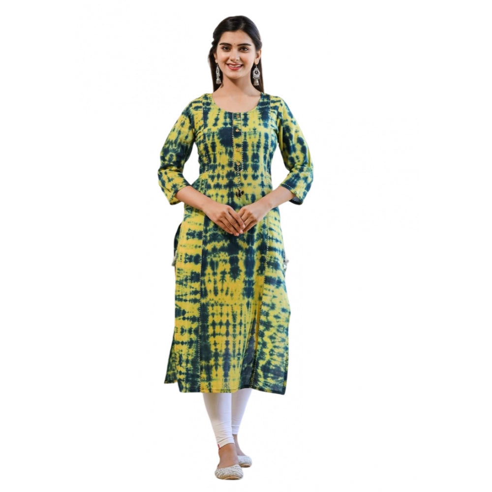 Ranili Cotton Dyed 3/4 Sleeve Round Neck Kurti