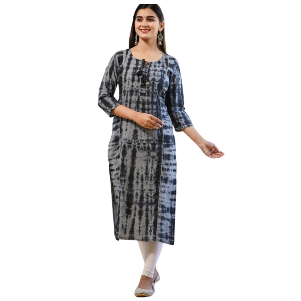 Ranili Cotton Dyed 3/4 Sleeve Round Neck Kurti