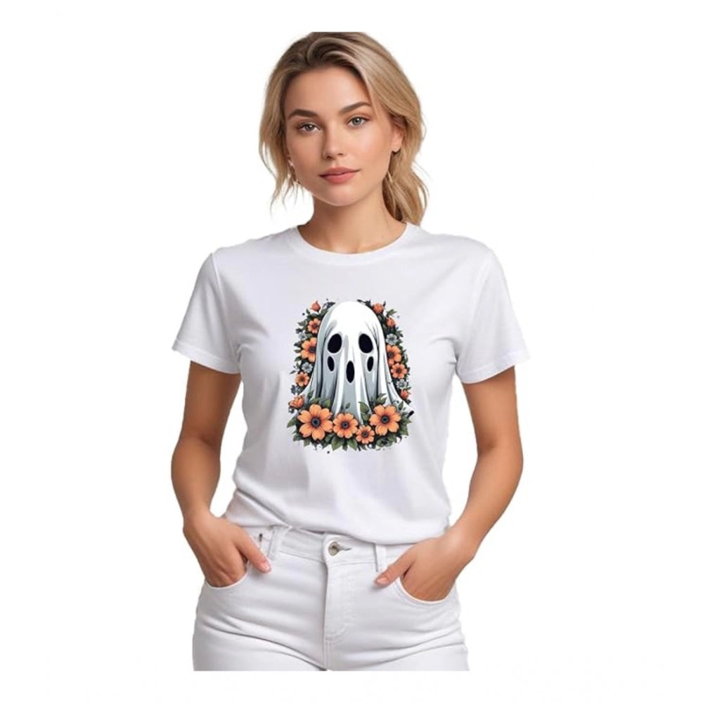 Ranili Polyester Solid Printed Round Neck Half Sleeve T-shirt