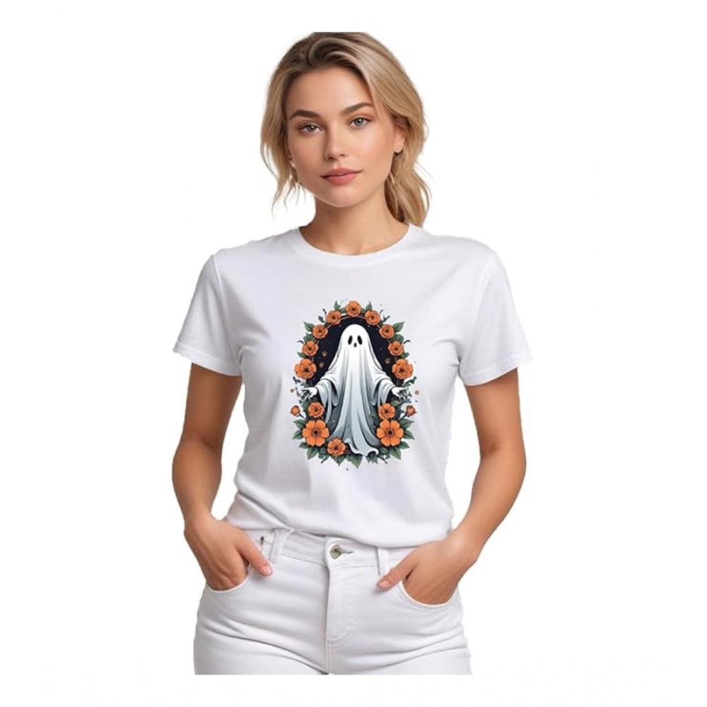 Ranili Polyester Solid Printed Round Neck Half Sleeve T-shirt
