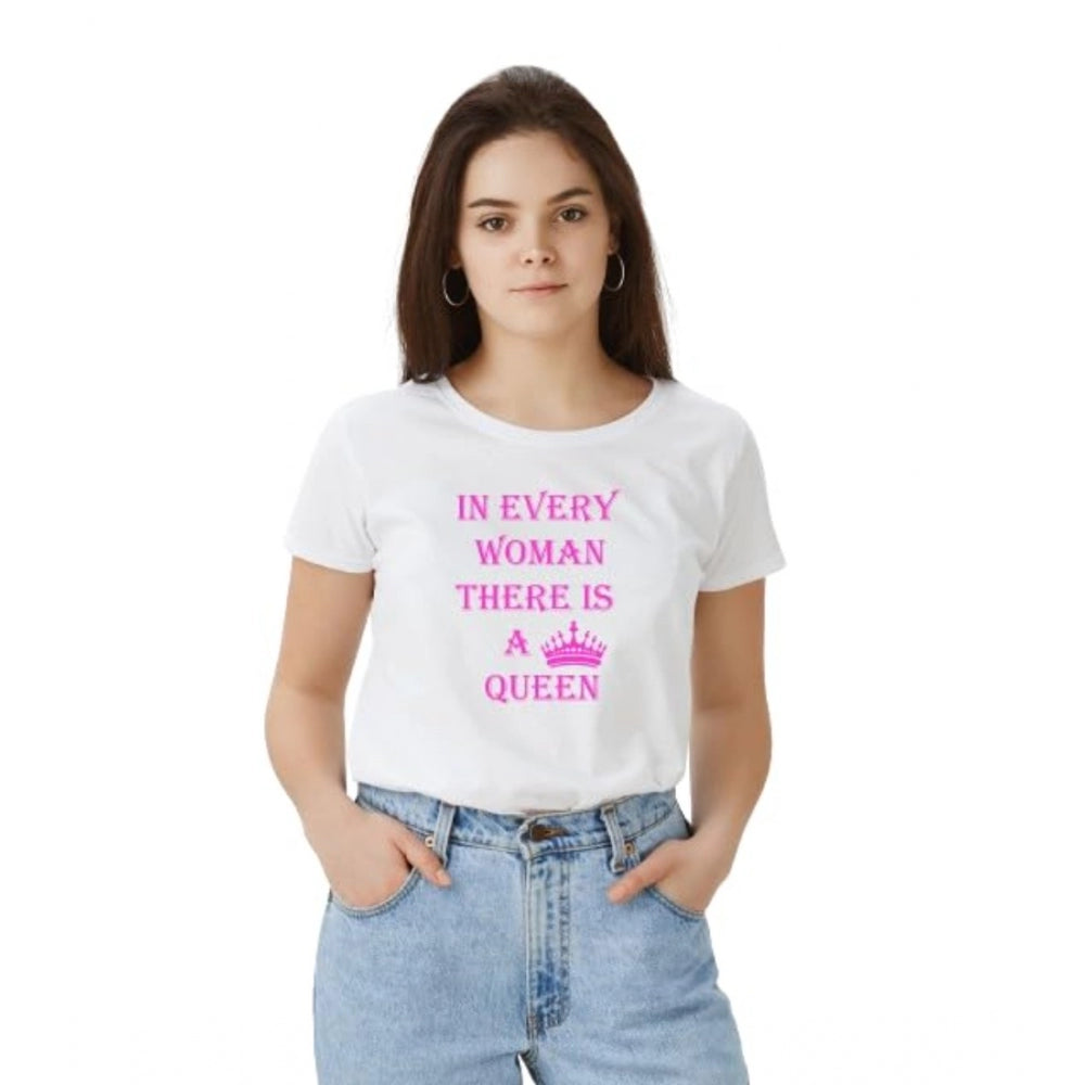 Ranili Polyester Solid Printed Round Neck Half Sleeve T-shirt