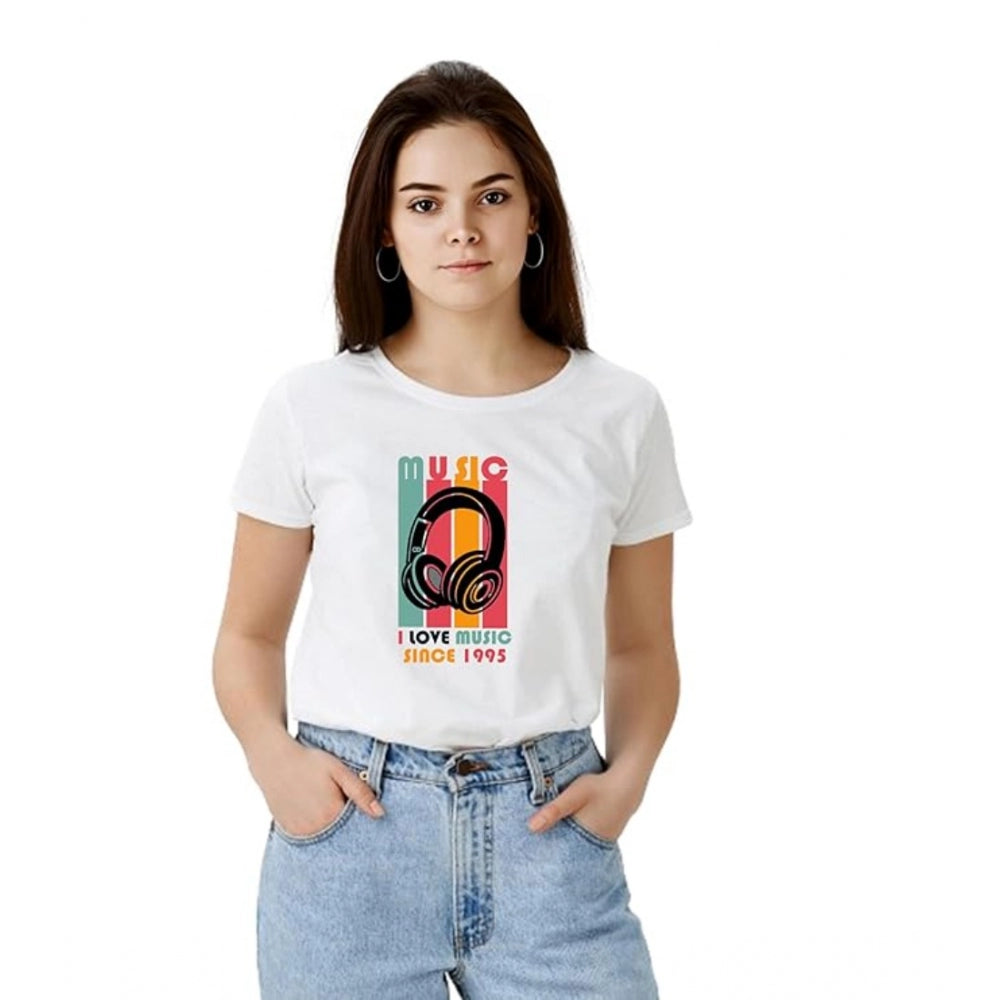 Ranili Polyester Solid Printed Round Neck Half Sleeve T-shirt