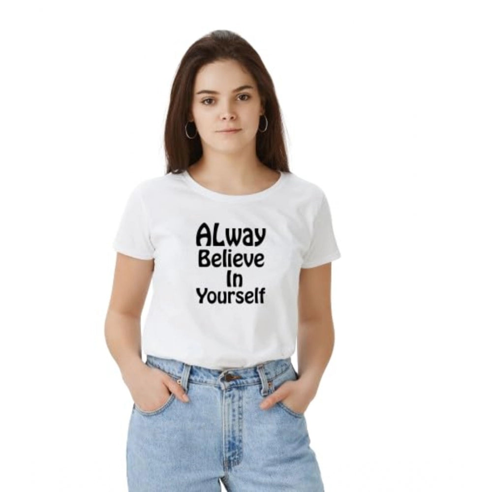 Ranili Polyester Solid Printed Round Neck Half Sleeve T-shirt
