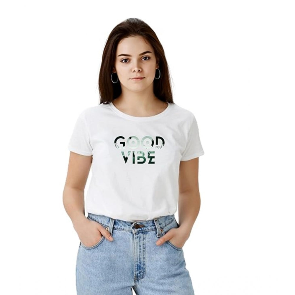 Ranili Polyester Solid Printed Round Neck Half Sleeve T-shirt