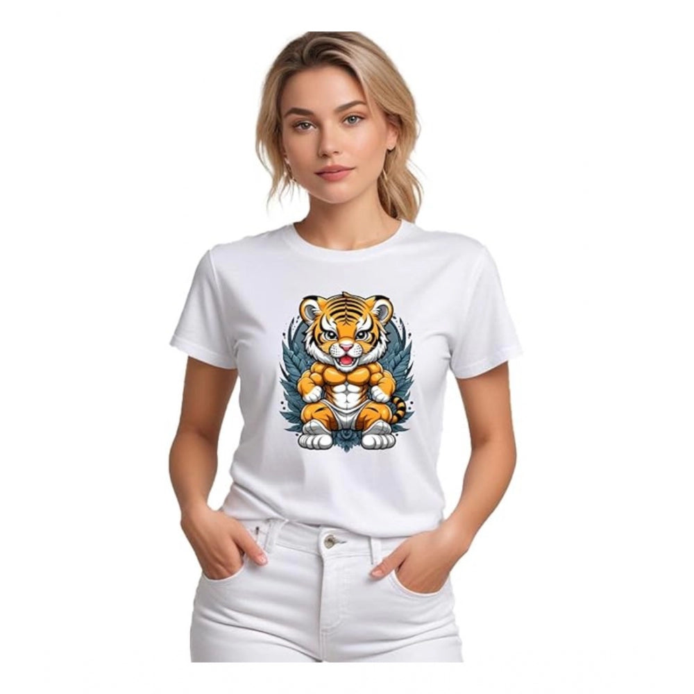 Ranili Polyester Solid Printed Round Neck Half Sleeve T-shirt
