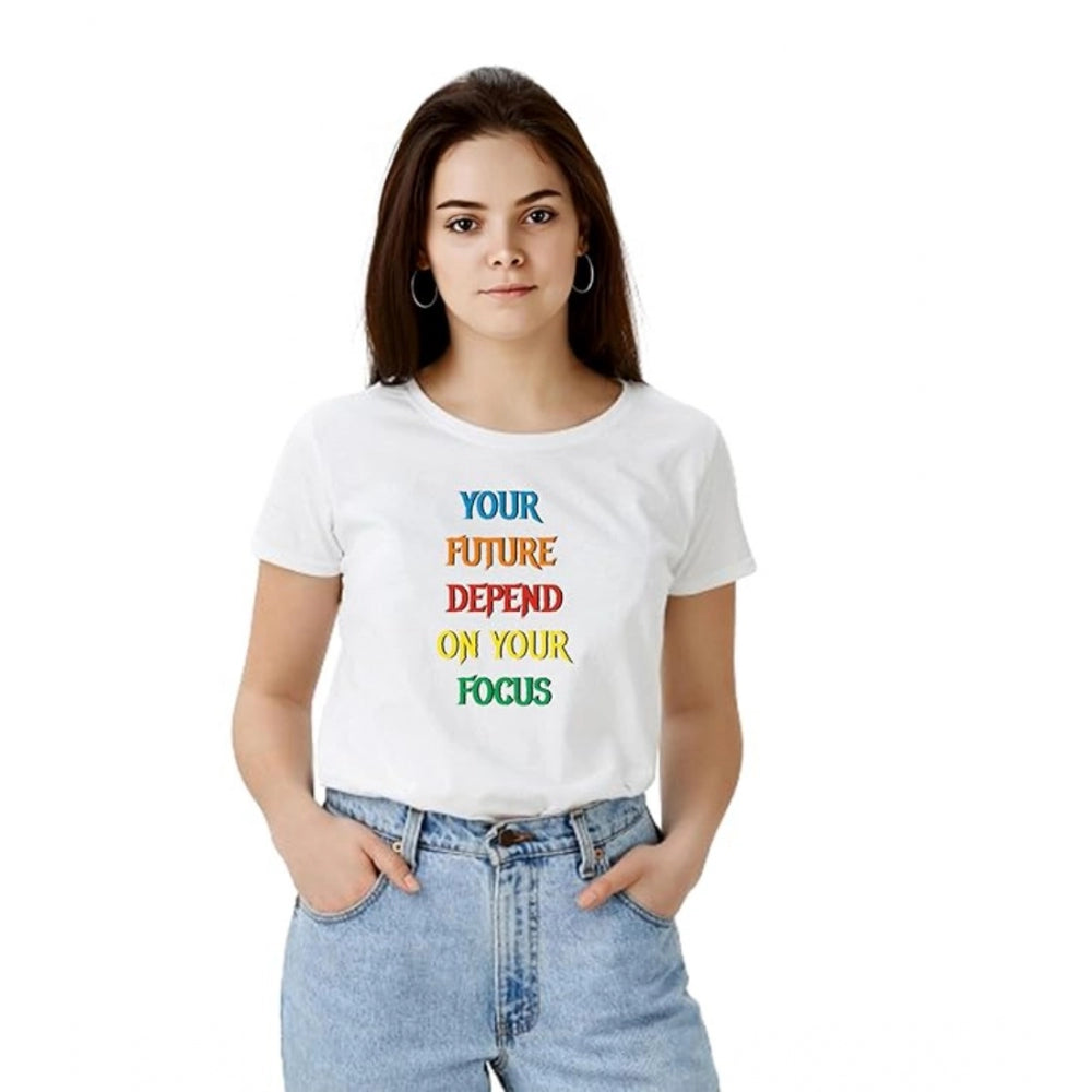 Ranili Polyester Solid Printed Round Neck Half Sleeve T-shirt