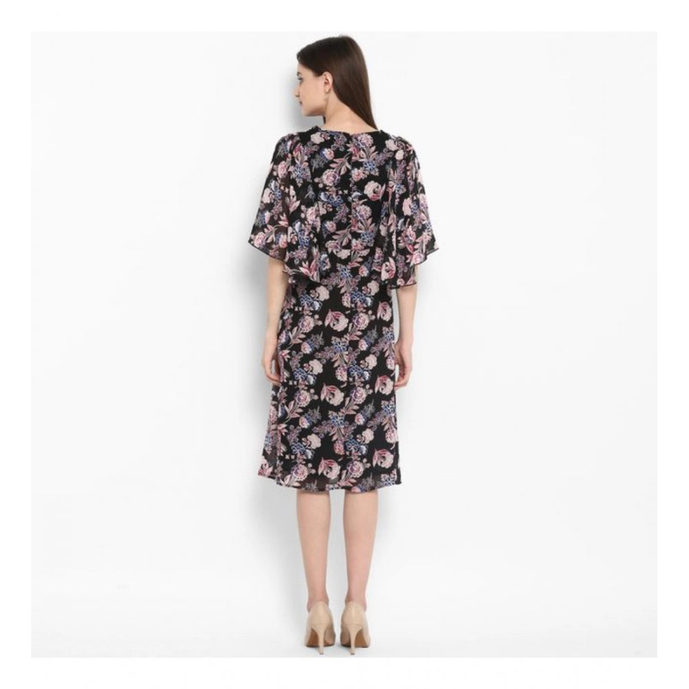 Ranili Polyester Floral Short Sleeve Knee-length Dress