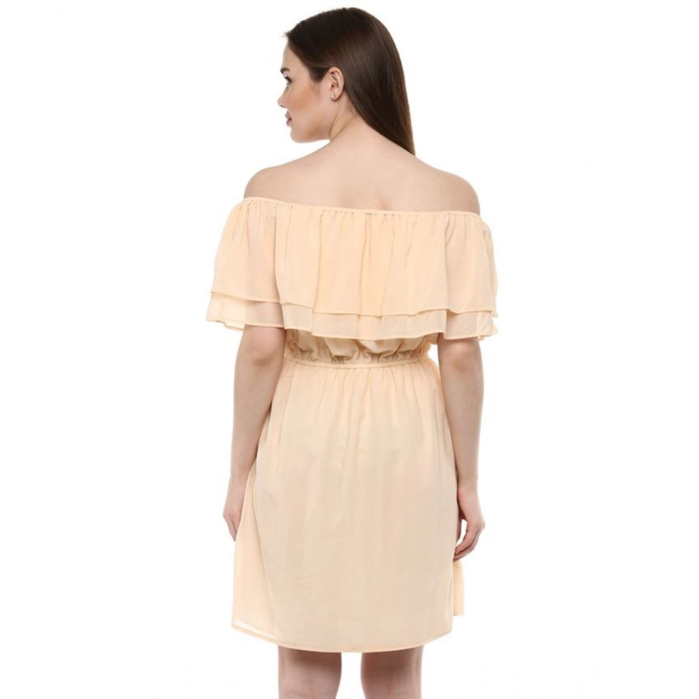 Ranili Polyester Solid Sleeveless Knee-length Dress