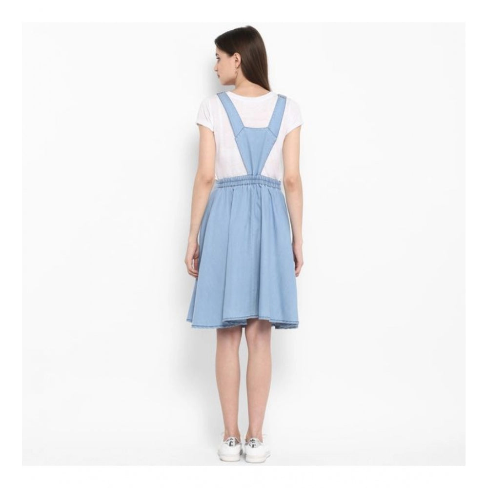 Ranili Denim Solid Sleeveless Above Knee Dress