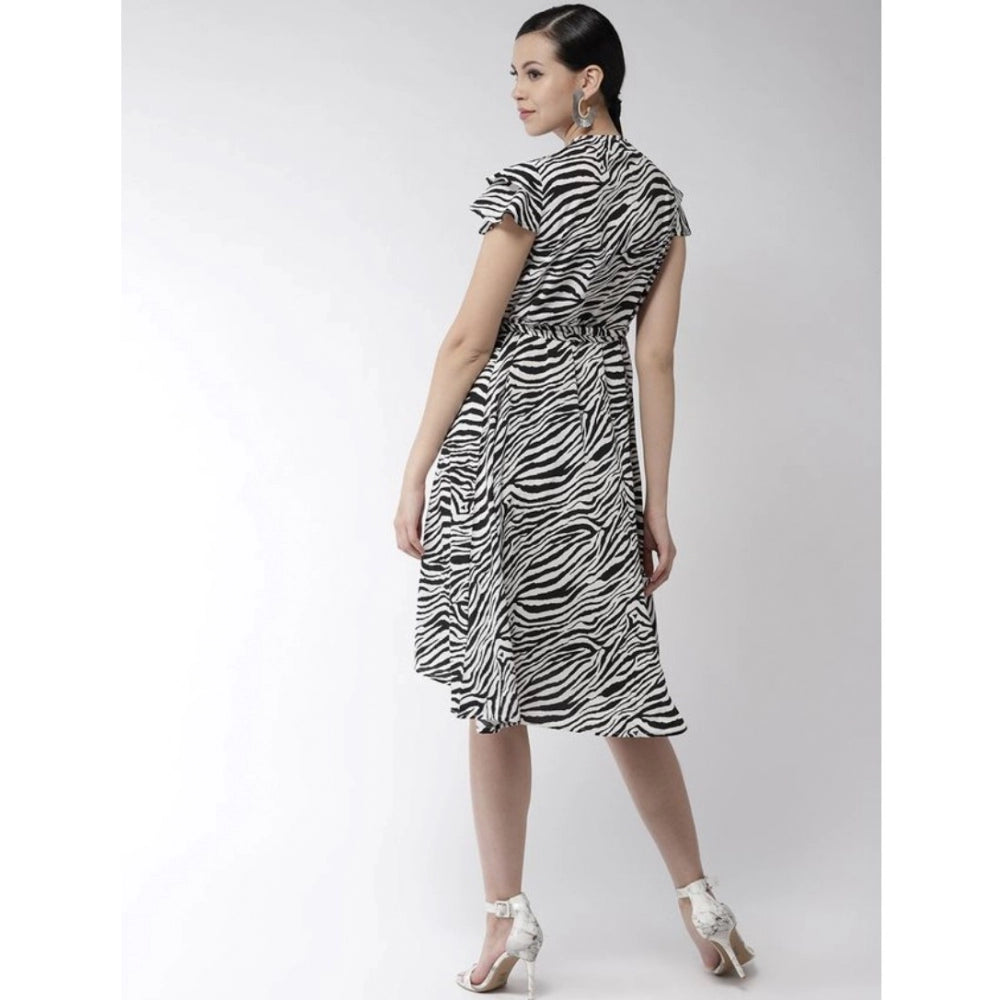 Ranili Polyester Animal Print Short Sleeve Knee-length Dress