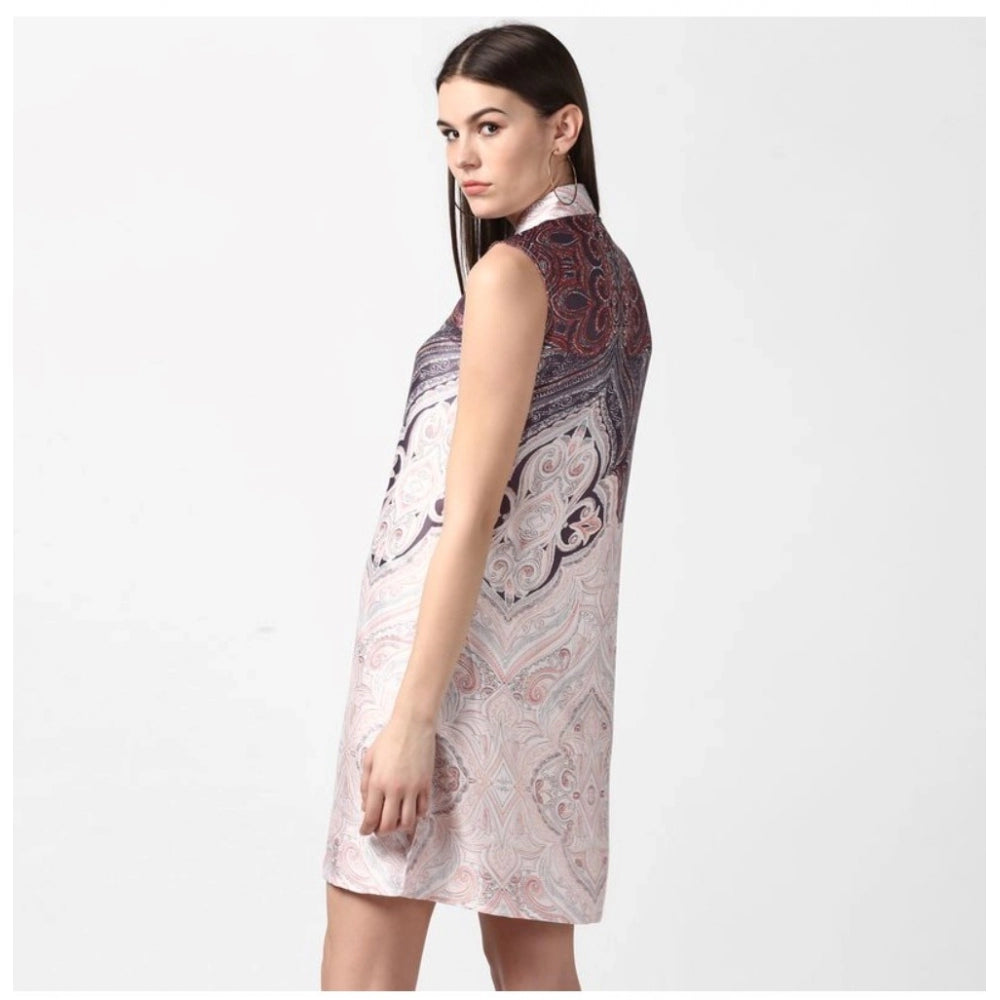 Ranili Polyester Printed Sleeveless Above Knee Dress