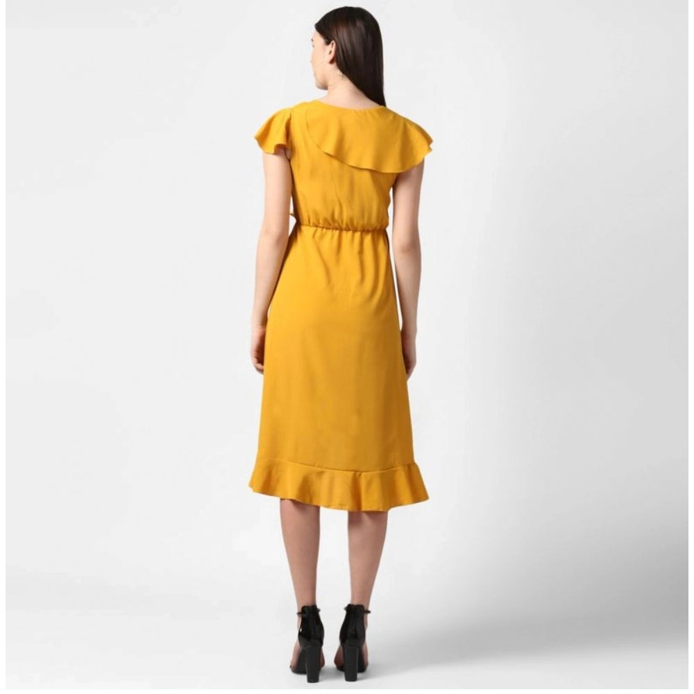 Ranili Polyester Ruffled Cap Sleeve Knee-length Dress