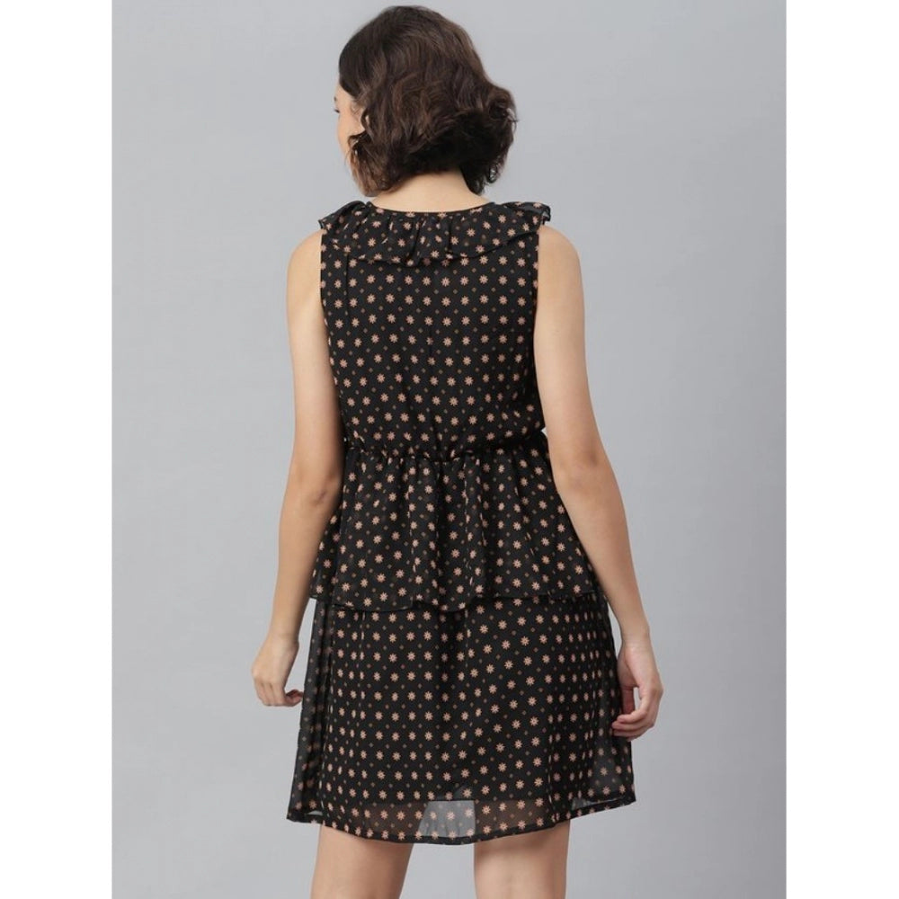 Ranili Polyester Peplum Sleeveless Above Knee Dress