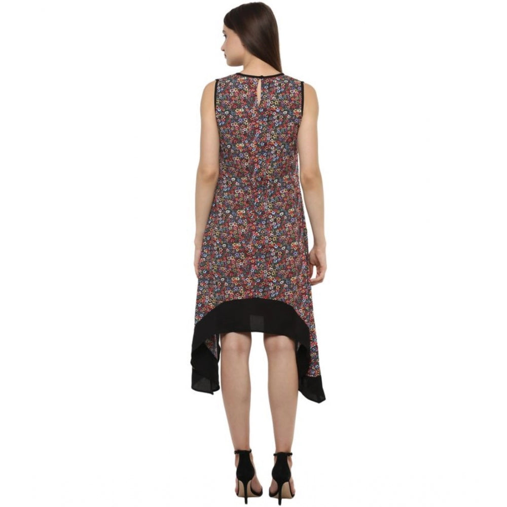 Ranili Polyester Printed Sleeveless Knee-length Dress