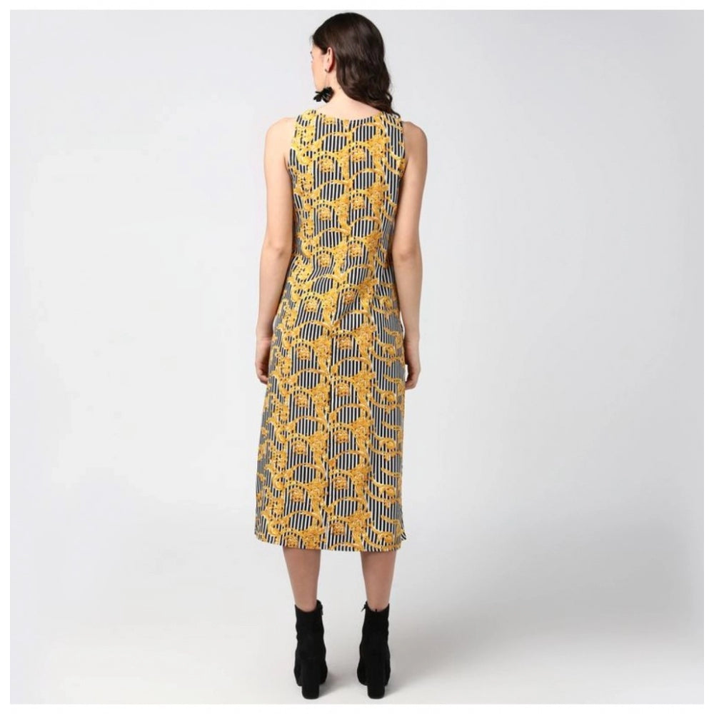 Ranili Polyester Chain Print Sleeveless Below Knee Dress
