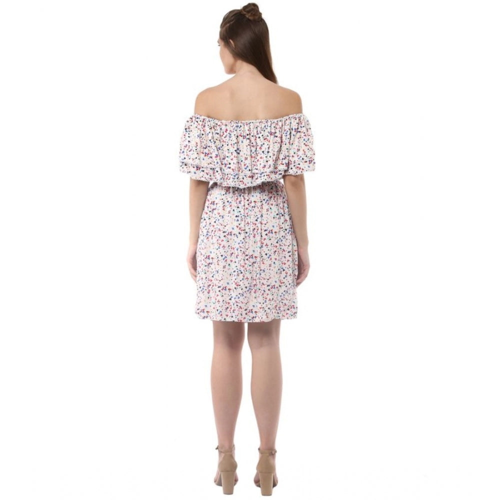 Ranili Rayon Floral Half Sleeve Above Knee Dress