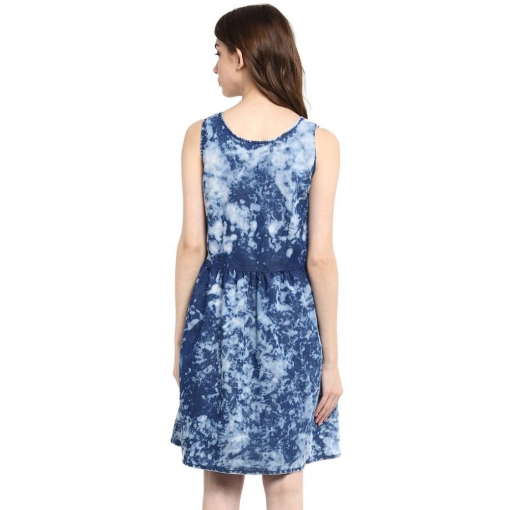 Ranili Denim Tie &amp; Dye Sleeveless Above Knee Dress