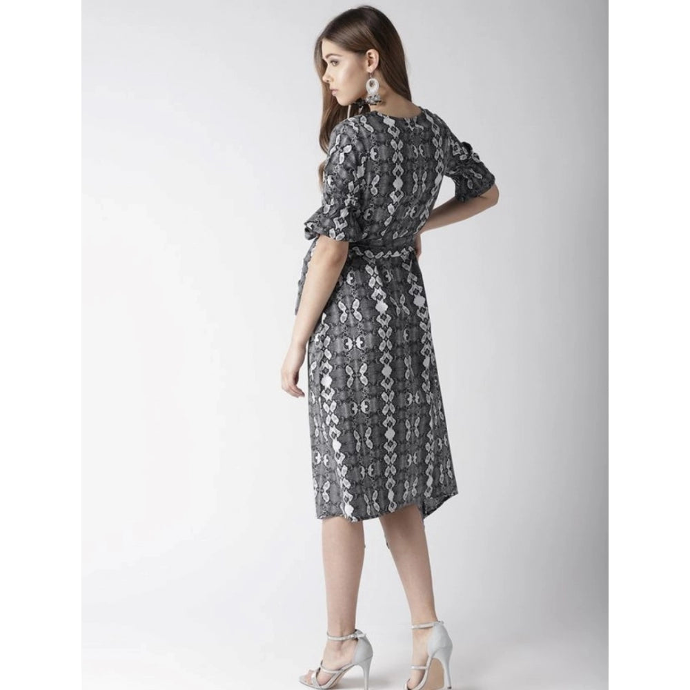 Ranili Polyester Animal Print Short Sleeve Knee-length Dress