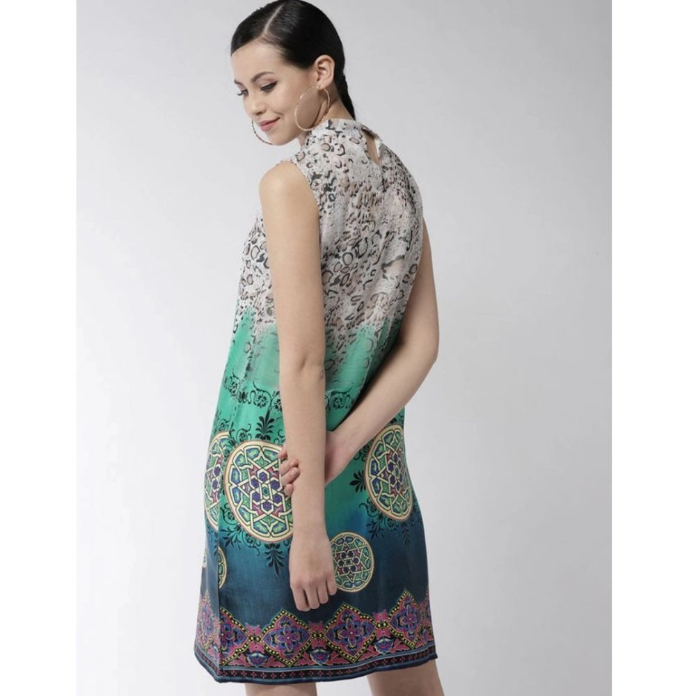 Ranili Polyester Printed Sleeveless Above Knee Dress