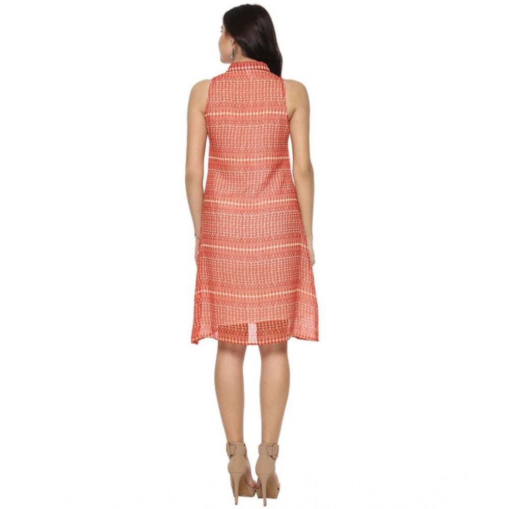 Ranili Polyester Printed Sleeveless Above Knee Dress