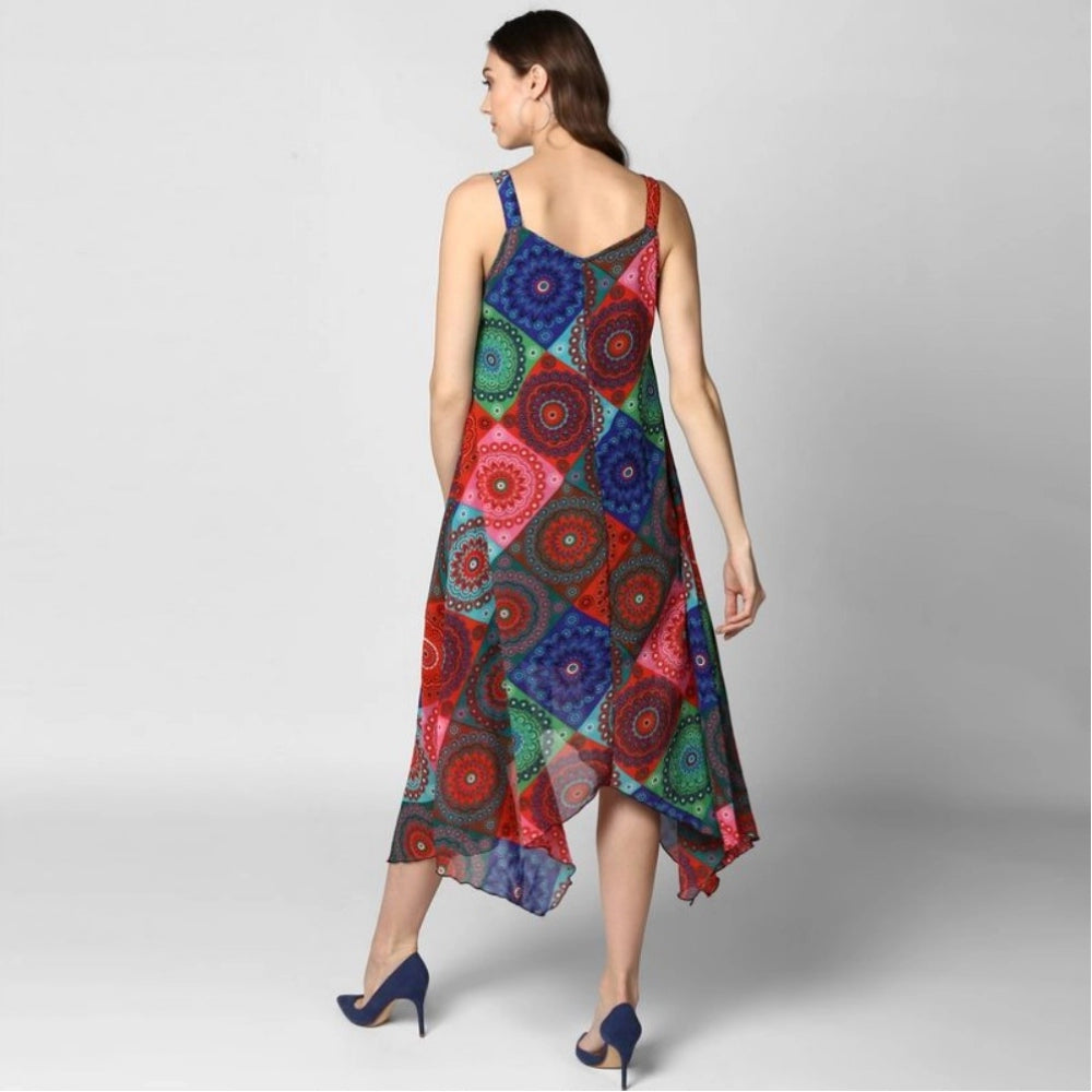 Ranili Polyester Asymmetrical Shoulder Straps Knee-length Dress