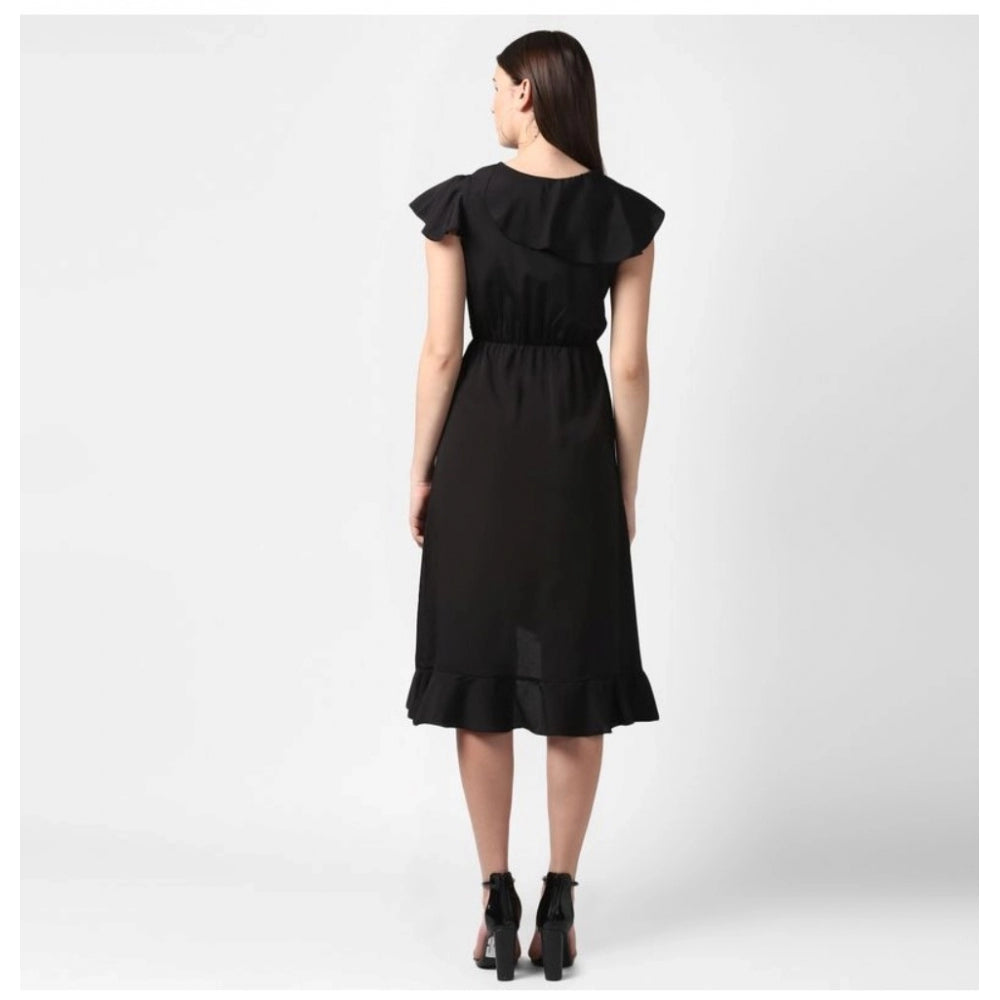 Ranili Polyester Ruffled Cap Sleeve Knee-length Dress