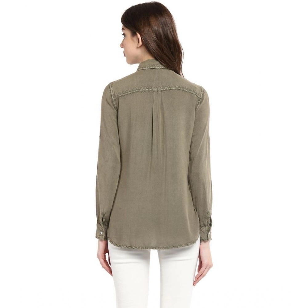 Ranili Rayon Solid Long Sleeves Standard Length Shirt