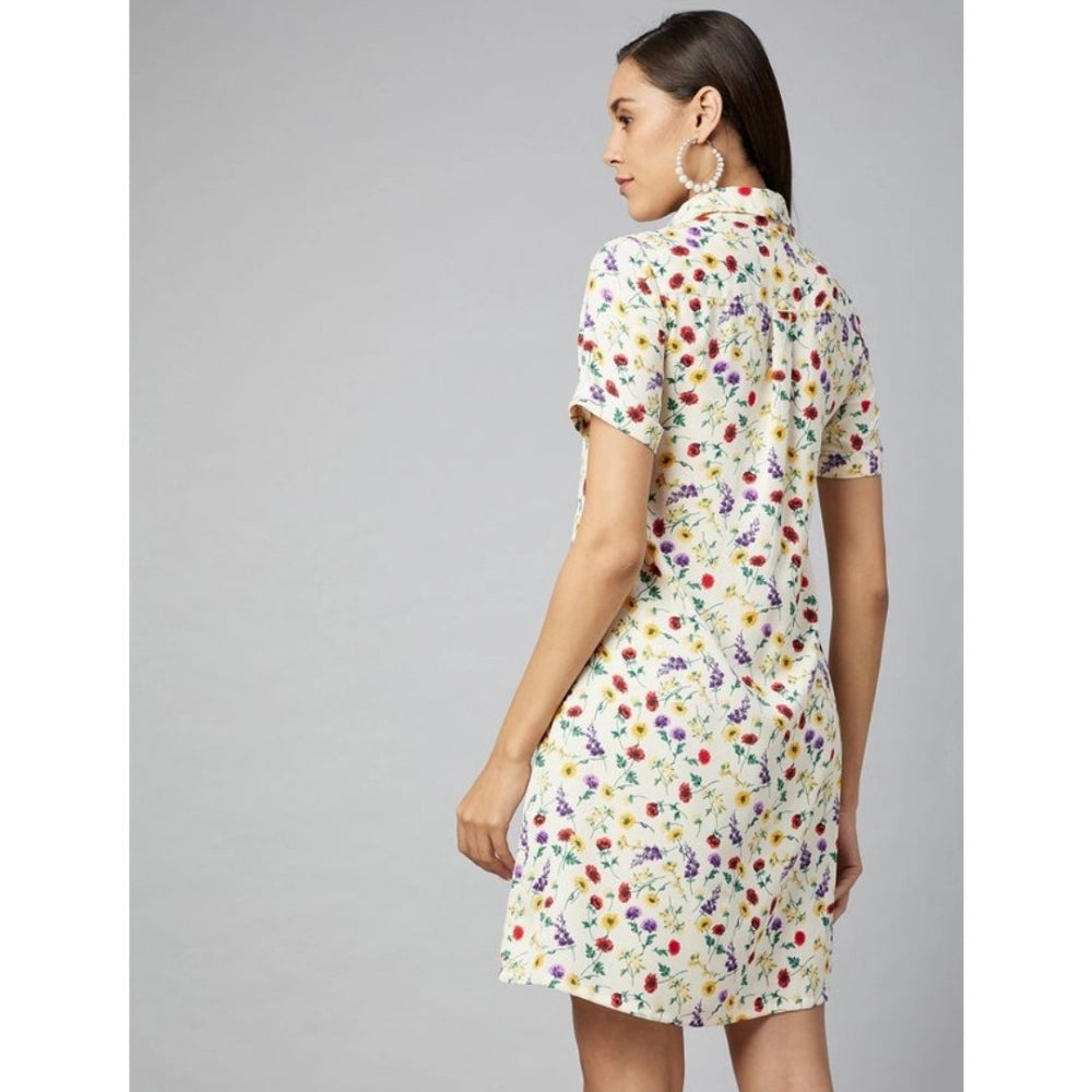Ranili Polyester Floral Short Sleeve Above Knee Dress