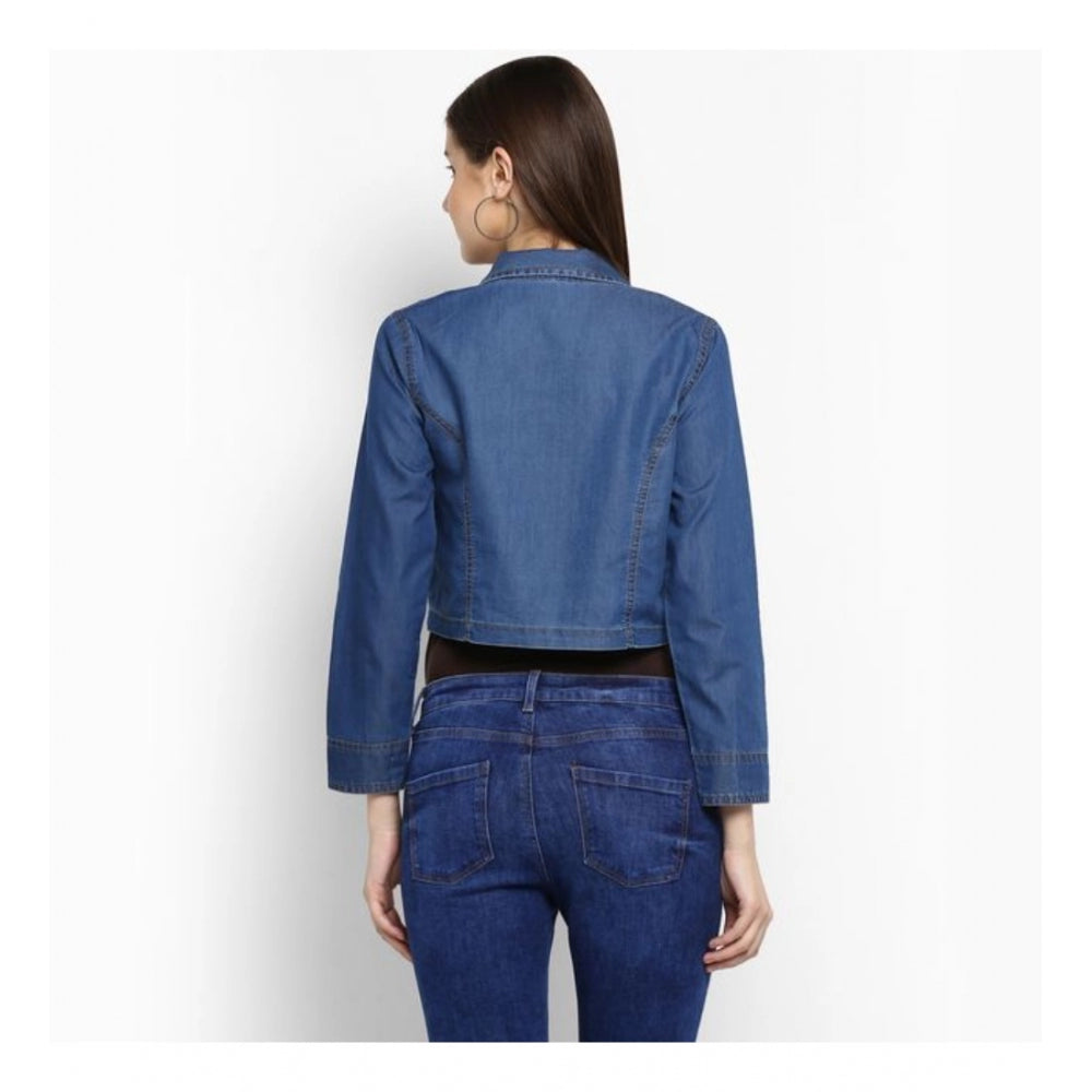 Ranili Denim Pleated 3-4th Sleeves Shrug