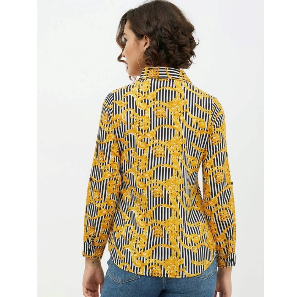Ranili Polyester Printed Roll Up Sleeve Standard Length Shirt
