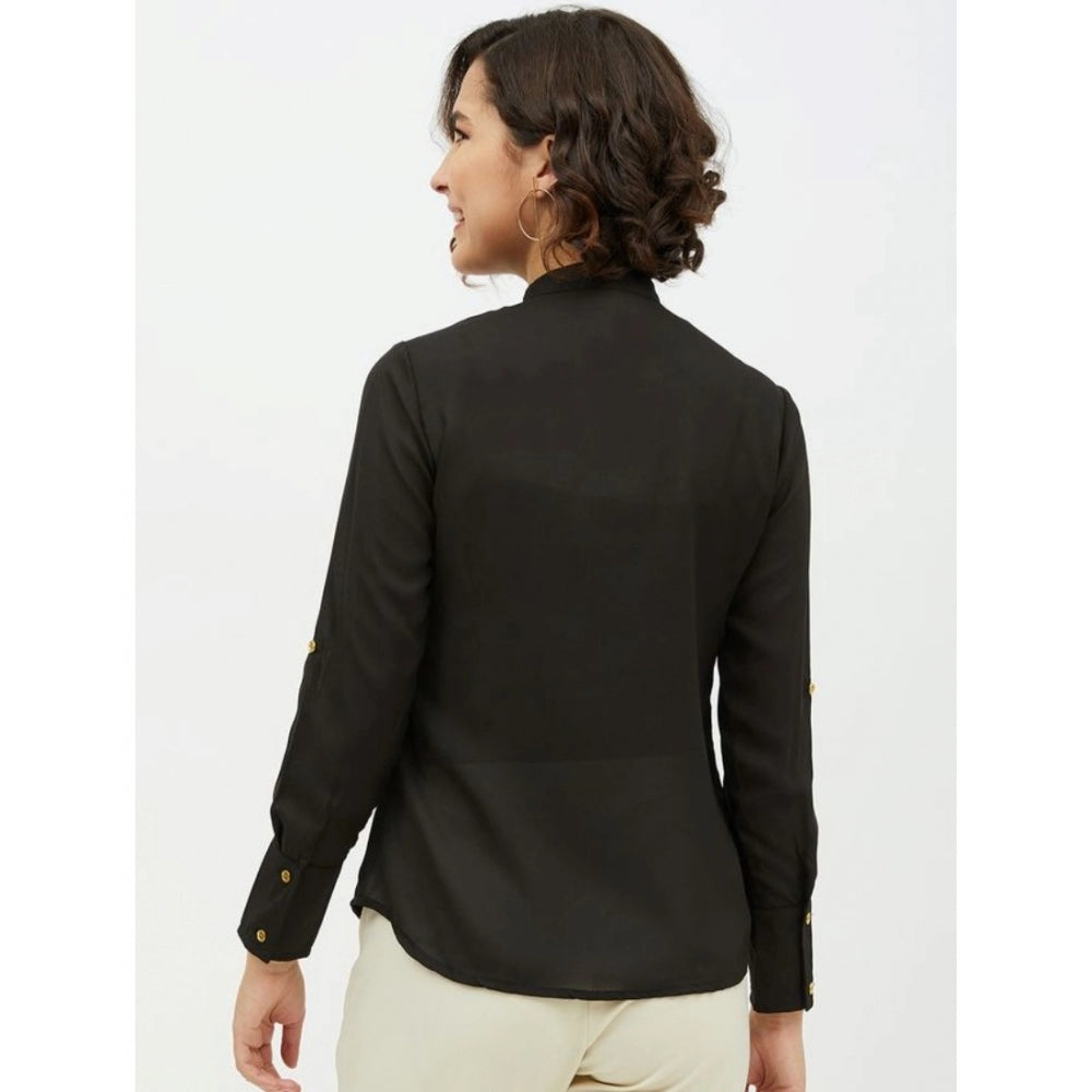 Ranili Polyester Ruffled Long Sleeves Standard Length Shirt