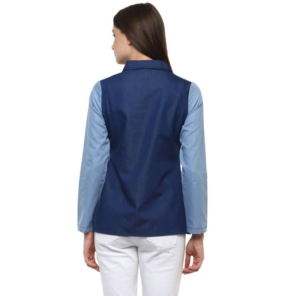 Ranili Denim Patch Work Long Sleeves Regular Top