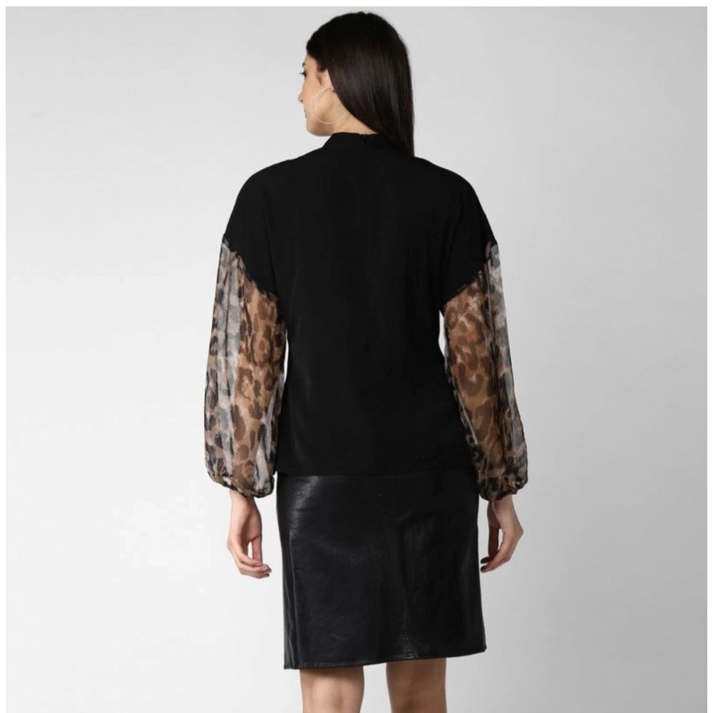 Ranili Polyester Animal Print Long Sleeves Top