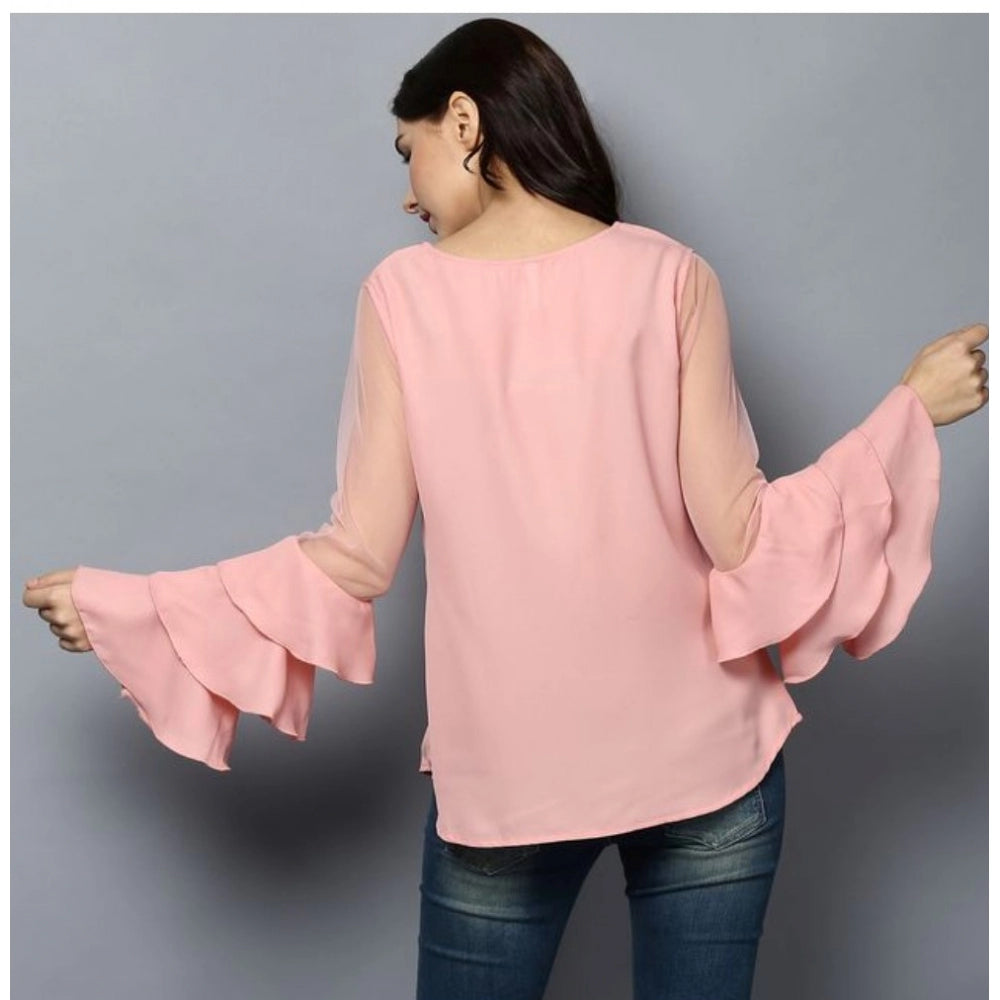 Ranili Polyester Solid Tier Sleeve Top
