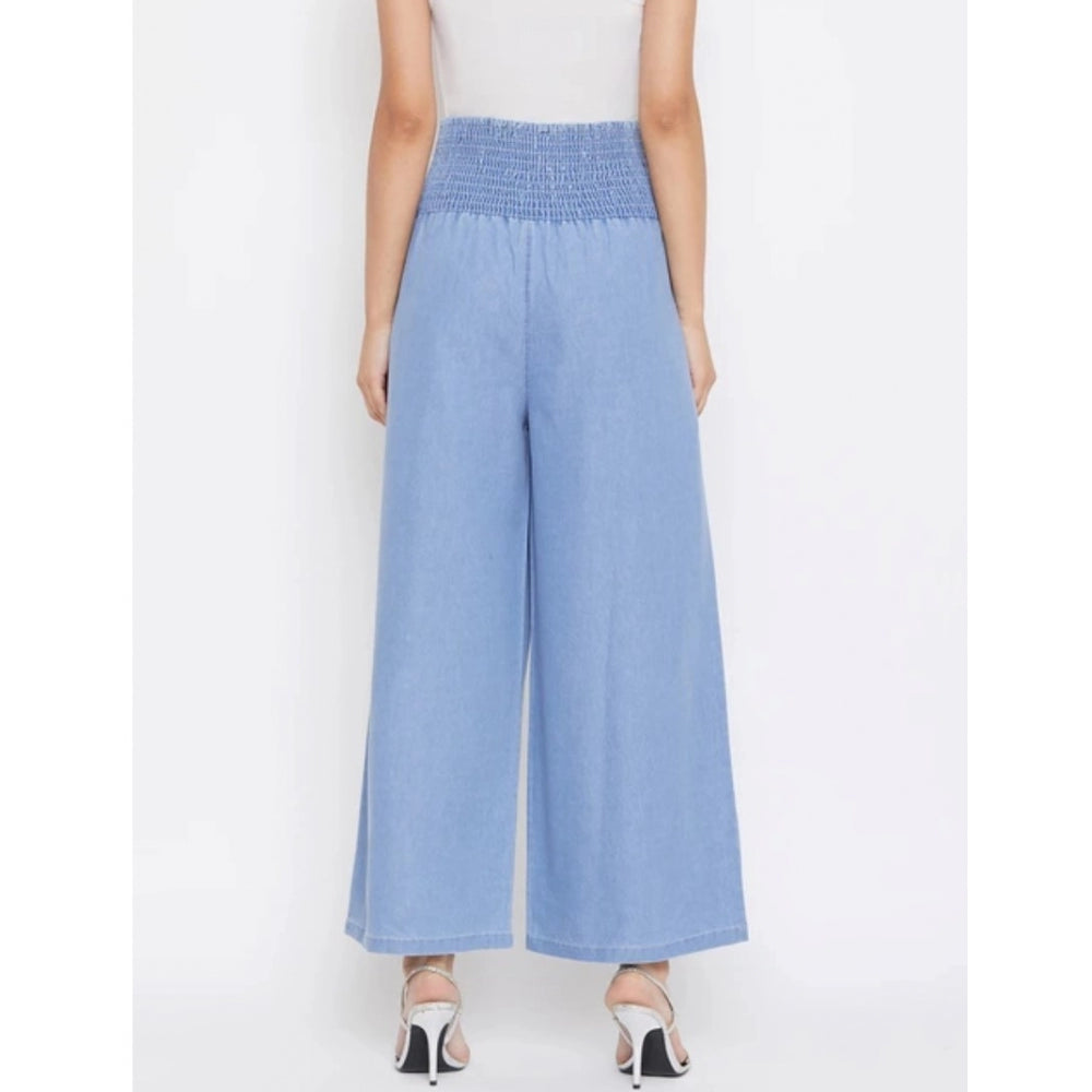 Ranili Denim Solid Smocked Trousers