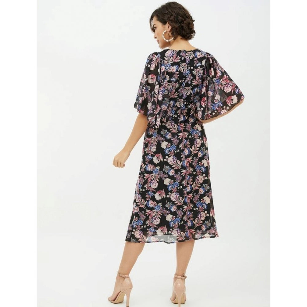 Ranili Polyester Chain Print Cap Sleeve Calf-length Dress