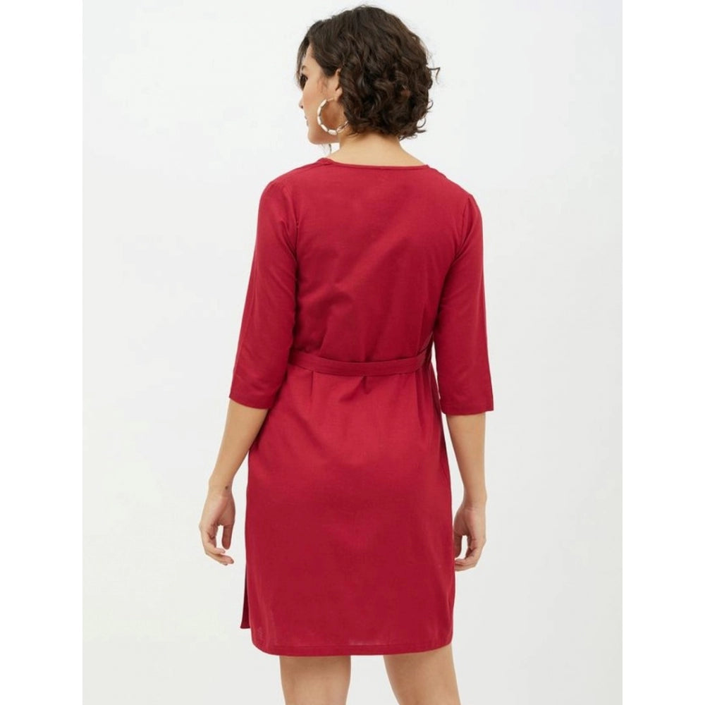 Ranili Cotton Wrap 3-4th Sleeves Above Knee Dress