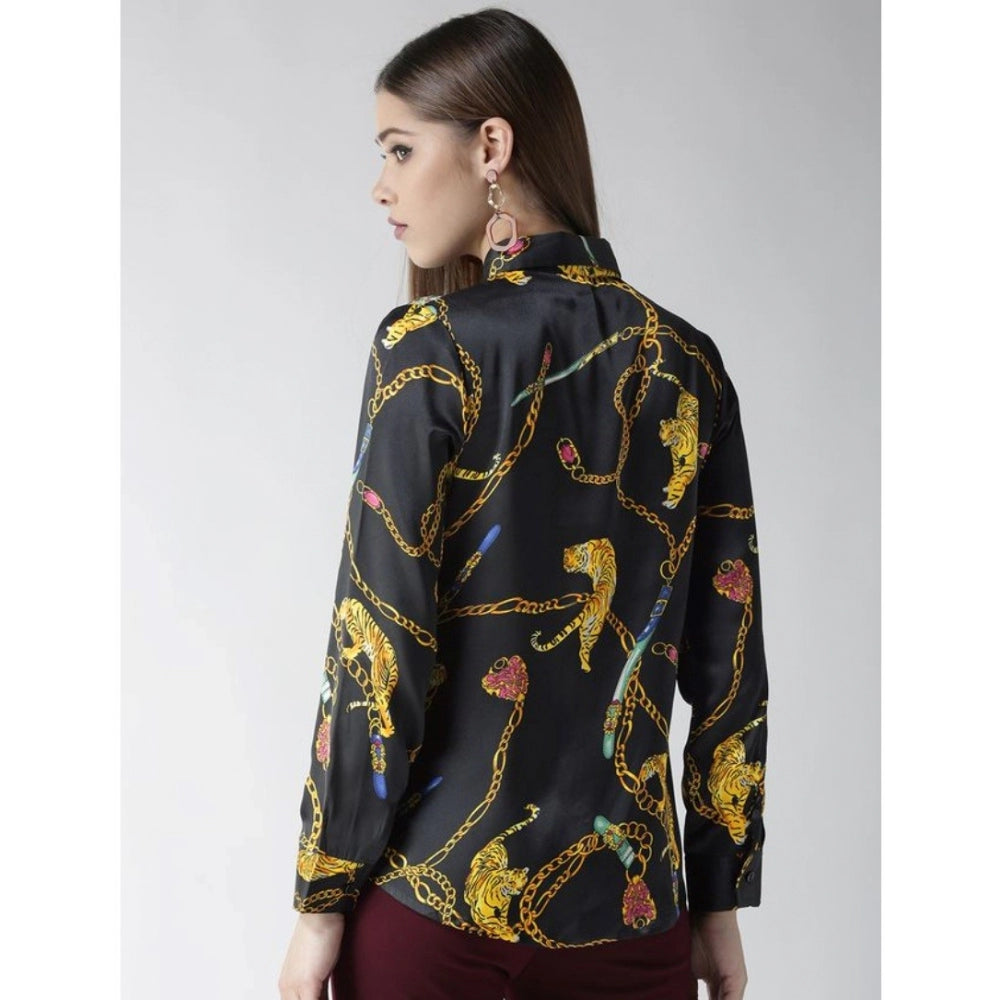 Ranili Satin Printed Long Sleeves Standard Length Shirt